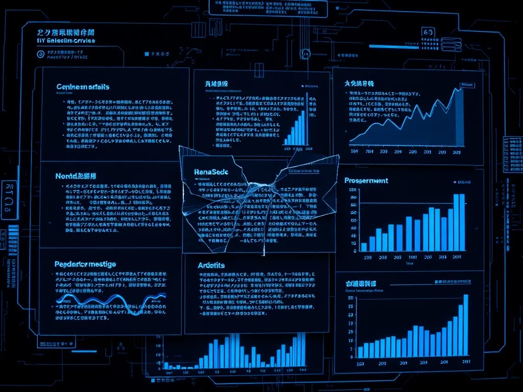A technical visualization of a broken digital presentation s